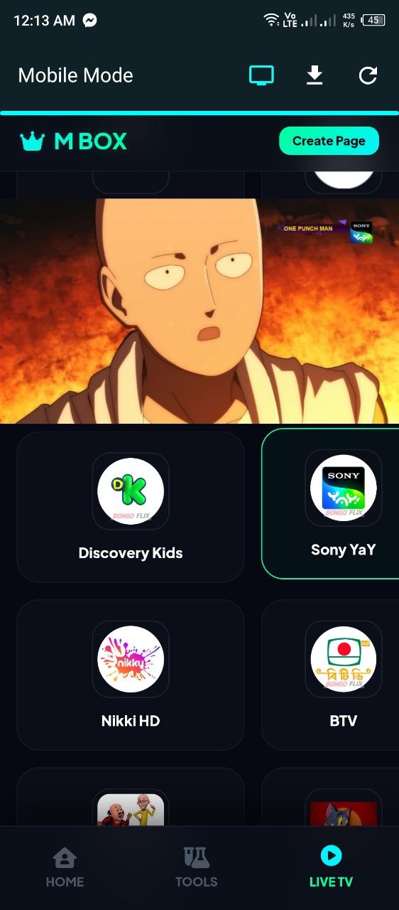 Live TV Screen